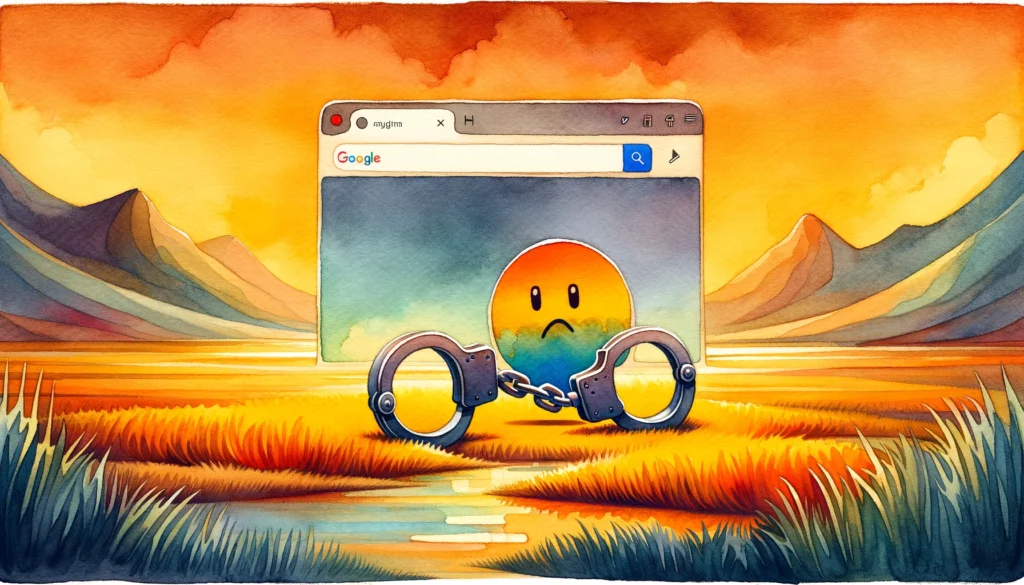 Image créée par Dall-E illustrant une pénalité Google